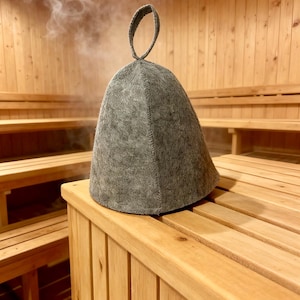 Saunahut aus 100% Wollfilz in Grau und Grau