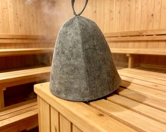 Sauna Hat - grey hand crafted from 100% wool felt -unisex sauna accessory