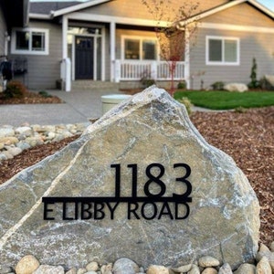 Custom Metal Address Sign For Rock Personalized Landscape Custom Address Modern House Address Number Housewarming Gifts Rock Address Plaque