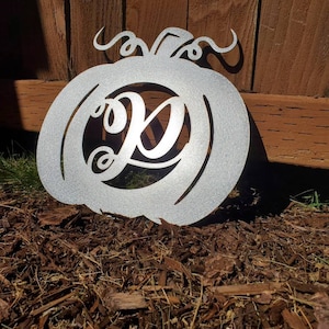 Custom Metal Pumpkin monogram Halloween fall wall art