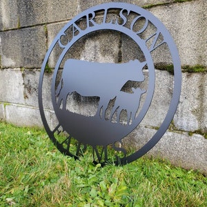 Cattle Metal Sign Custom metal Cow and Calf sign Personalized