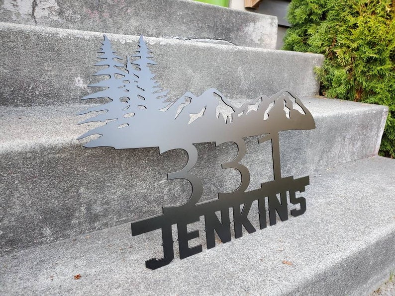 Custom Metal Mountain Address Sign Personalized With Name or Street - Etsy