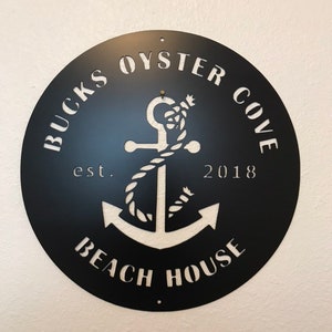 Custom metal beach oyster cove personalized sign wall art