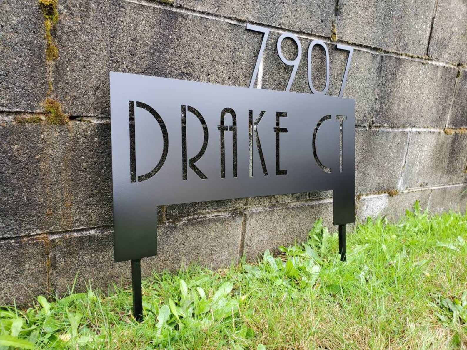 Custom metal modern address sign yard stake Etsy