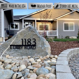 Custom Metal Address Sign For Rock Personalized Landscape Custom Address Modern House Address Number Housewarming Gifts Rock Address Plaque