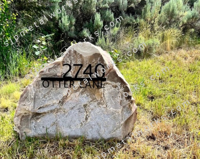 Personalized Custom Metal Address Sign for Rock Custom Outdoor Home Entry Decor Housewarming Gift