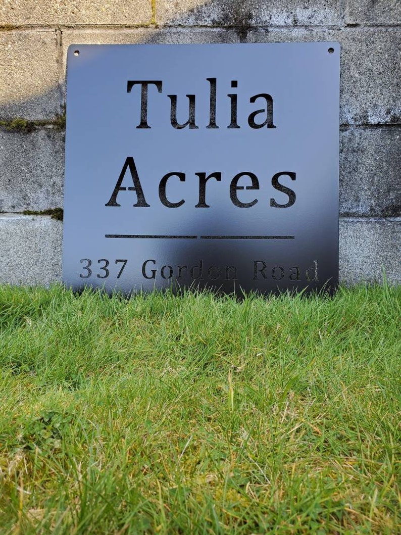 Custom metal ranch, property, home, house entrance address sign monogram, plaque image 2