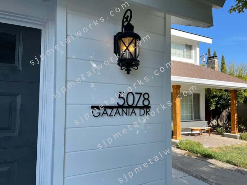 Custom metal modern minimalist home house address sign for your rock or wall
