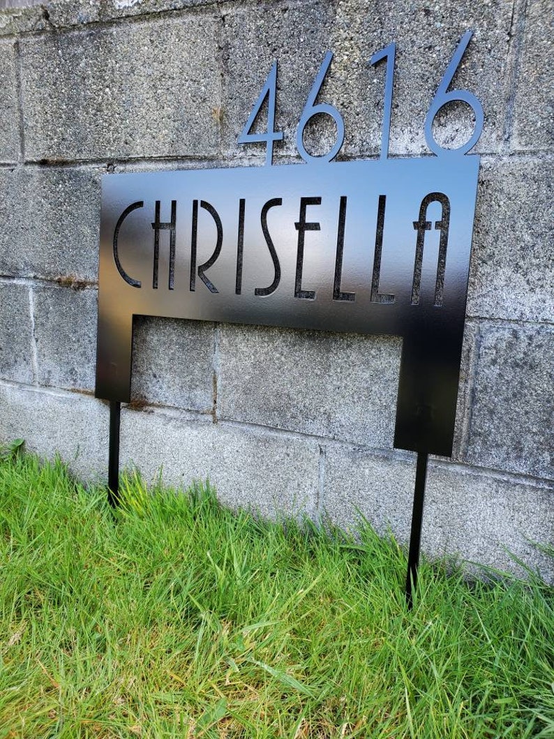 Custom metal modern address sign yard stake Etsy