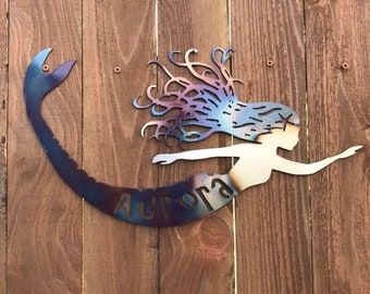 Custom metal mermaid wall art