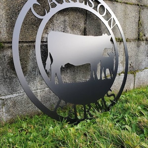 Cattle Metal Sign Custom metal Cow and Calf sign Personalized