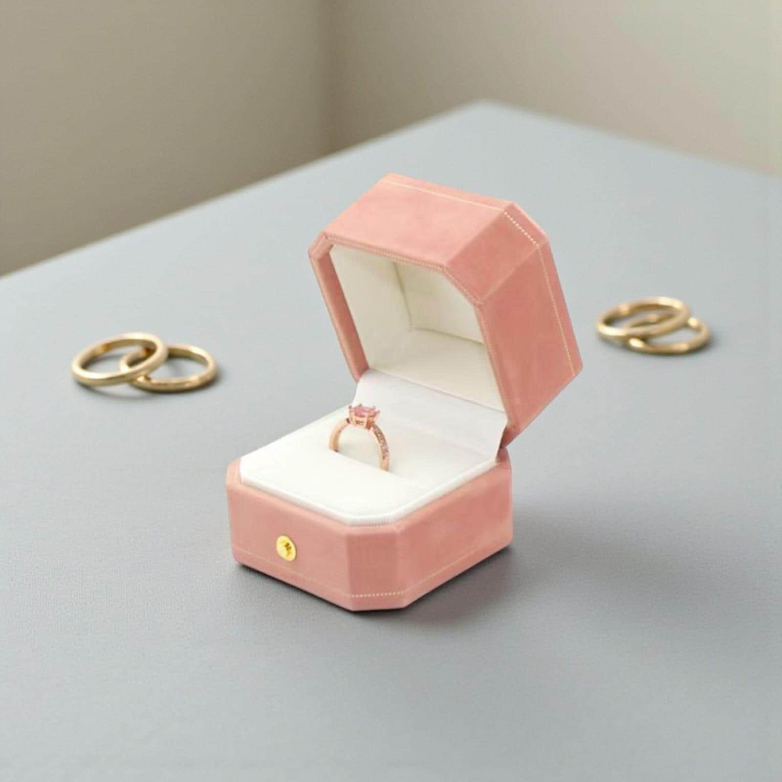 Ring Box Vintage Style Velvet Ring Box – Elegant Engagement Ring Holder ...