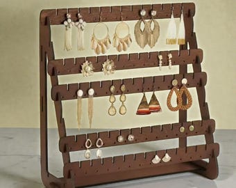 Wooden Earring Display Stand – Retro Vintage-Style Jewelry Holder for Desktop, Bedroom & Living Room Décor