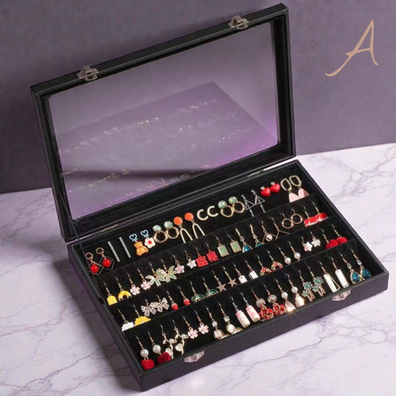 Velvet Earring Organiser Box – Large-capacity Jewellery Storage Case ...