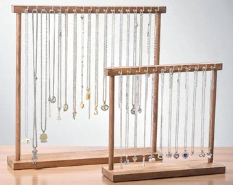 Handmade Wood Jewelry Stand – Minimalist Necklace & Bracelet Organizer