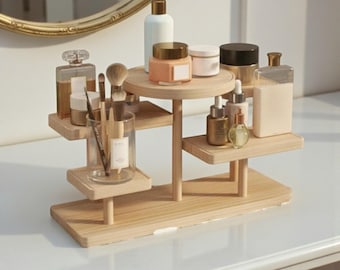 Wood Jewelry Display Rack – Multi-Tier Storage Box for Beads, Earrings & Small Accessories, Desktop Organizer