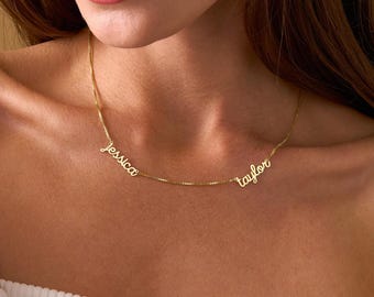 Personalized Double Name Necklace, Family Necklace, Multiple Name Necklace, Custom Two Names Necklace, Couples Jewelry, Christmas Gift