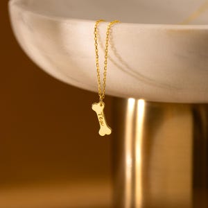 Personalized Tiny Dog Name Necklace, Pet Bone Charm Necklace with Name, Custom Dog Memorial Gift, Dog Loss Gift, Personalized Jewelry