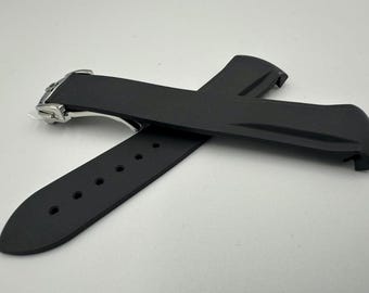Handmade Black Rubber Watch Strap for Seamaster Planet Ocean, 20mm