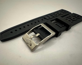 Breitling Rubber Strap Black Watch Band Buckle 22mm