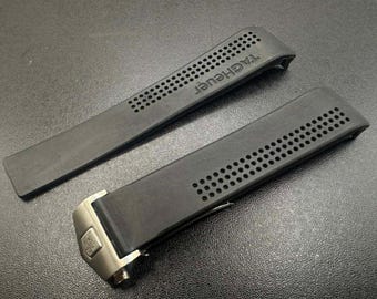 Correa de caucho negra para reloj Tag Heuer de 20 mm con cierre.