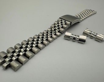 For RLX DATEJUST Jubilee Silver Steel Watch Strap Bracelet Handmade Crafted Engraved Cut By Me 19mm 20mm