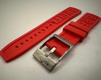 Breitling Rubber Strap Red Watch Band Buckle 22mm