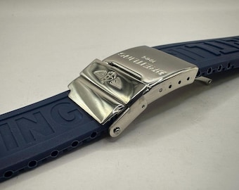 Breitling Rubber Strap Navy Blue Watch Band Buckle Deployment 22mm