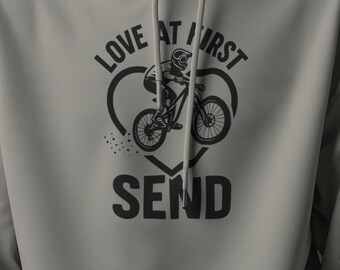 Miłość od pierwszego wejrzenia – bluza z kapturem MTB – prezent dla rowerzysty zjazdowego