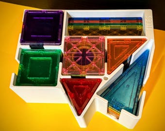 マグネット式タイルオーガナイザー｜マグナタイル収納ボックス｜ピカソタイル仕分けトレイ｜子供用おもちゃオーガナイザー（カスタム）