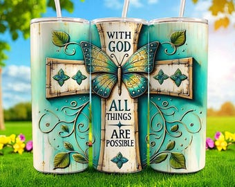 Christian Tumbler Wrap – Bible Verse Sublimation Design (Digital Download)