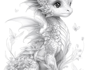 55 Fantasia Malvorlagen MEGA PAKET | Druckbares Graustufen Malbuch PDF para Erwachsene | Arte em linha Fabelwesen A4