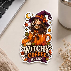 Witchy Coffee Break Sticker | Die-Cut Sticker