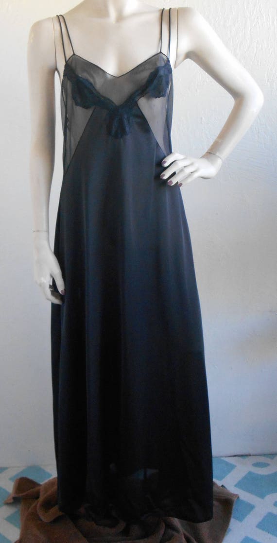 Usps Return Label >> Vintage Black Negligee Nightgown Kayser Medium Sheer Bodice Usps Return Label >> Vintage Black Negligee Nightgown Kayser Medium Sheer Bodice