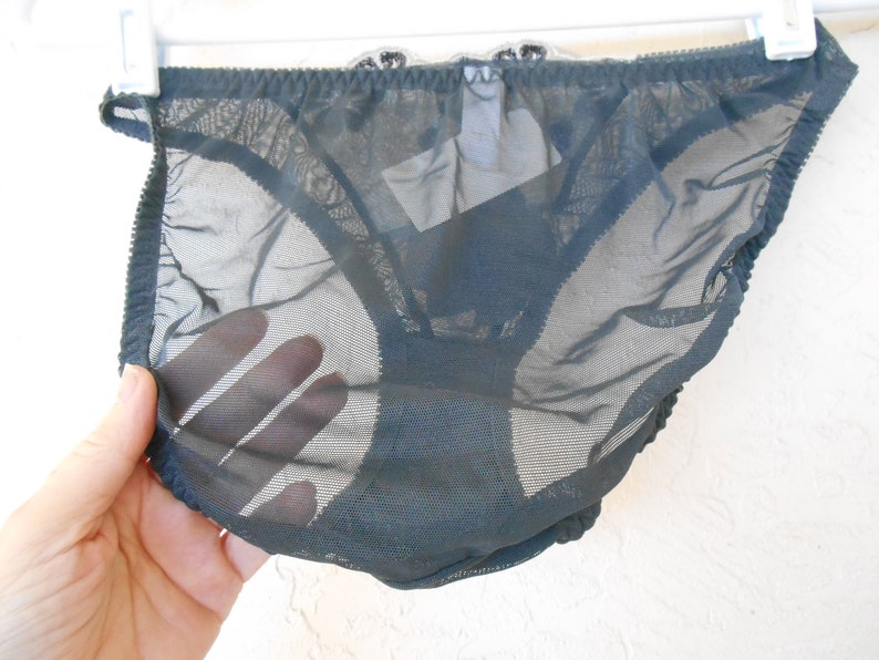 Sheer Black Panty Vintage Felina Bikini Panties Size Medium Sheer Nylon NOS