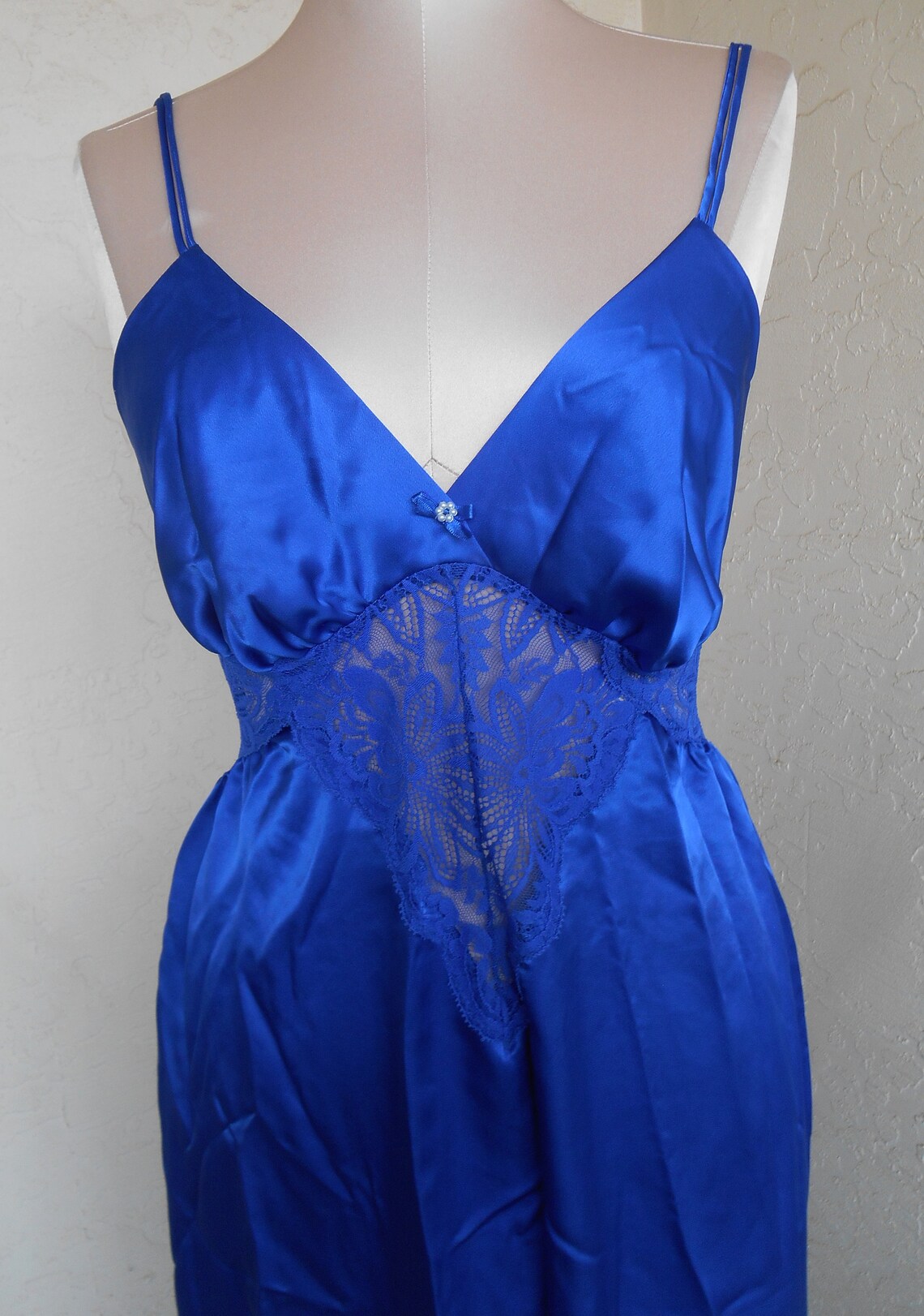 Satin Olga Night Gown Blue Size Medium Negligee Vintage | Etsy