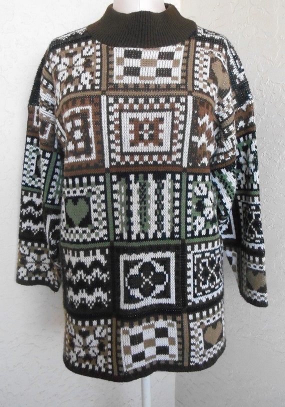 Chunky Sweater | Vintage Pullover Patchwork Knit 1