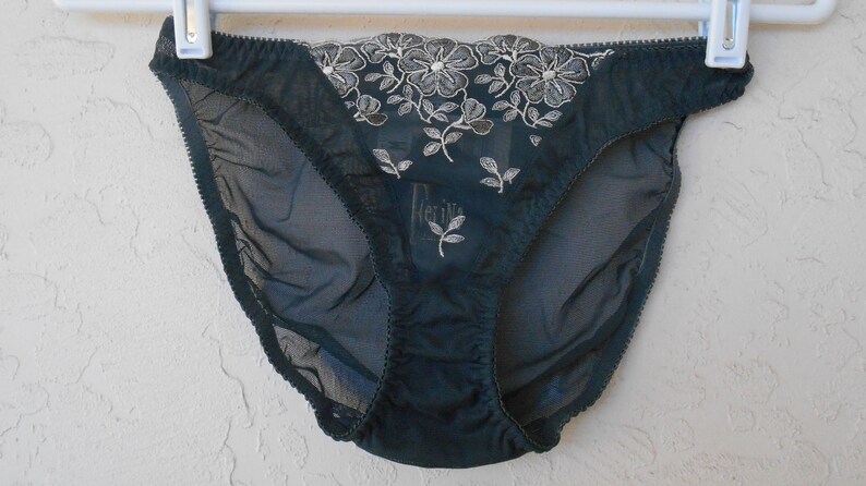 Sheer Black Panty Vintage Felina Bikini Panties Size Medium Sheer Nylon NOS