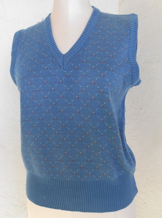 Sweater Vest Blue Acrylic Hyde Park by Arrow for Her Vintage - Etsy
