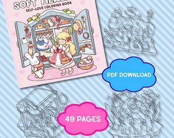 Cozy Coloring Book, Cute and Cozy Digital Coloring Pages, Instant Download Relaxing Coloring Book, Cozy Coloring Book, Coloring