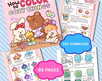 How To Color Coloring Book, Cute and Cozy Digital Coloring Pages, Instant Download Relaxing Coloring Book, Cozy Coloring Book, Coloring