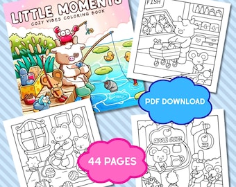 Little Moments Cozy Coloring Book, Cute and Cozy Digital Coloring Pages, Instant Download Relaxing Coloring Book, Cozy Coloring Book