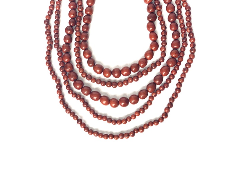 Mahogany 5 Strand Acai Berry Necklace