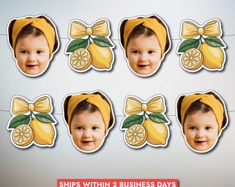 Lemon Photo Banner | Personalised Lemon Face Garland | Lemon Theme Party Decor | Custom Photo Head Banner | Lemon First Birthday Banner