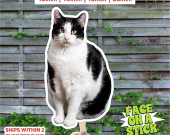 Custom Pet Face on a Stick | Lifesize Pet Cutout | Cat Wedding Prop | Custom Pet Cutout | Pet Cardboard Cutout