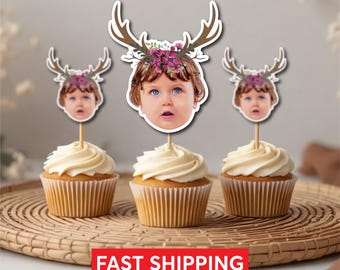Deer Cupcake Toppers | First Birthday, Woodland Theme (Printed or Printable Inserts)