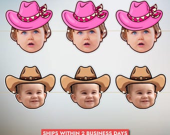 Custom Cowboy Face Garland | Wild West Photo Birthday Banner | Western Theme Cardstock