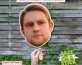 Personalized Face Cutout on a Stick | Party Photo Prop
