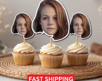 Personalized Face Cupcake Toppers | Custom Photo Party Decorations