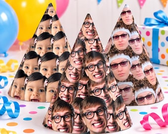 Personalized Photo Birthday Hats | Custom Face Party Hat | Birthday Party Hat | Fun Face Confetti Party Hats  |  Adults Birthday Party Hats